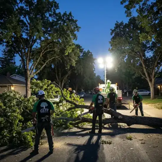 Emergency night tree removal in Houston after a storm